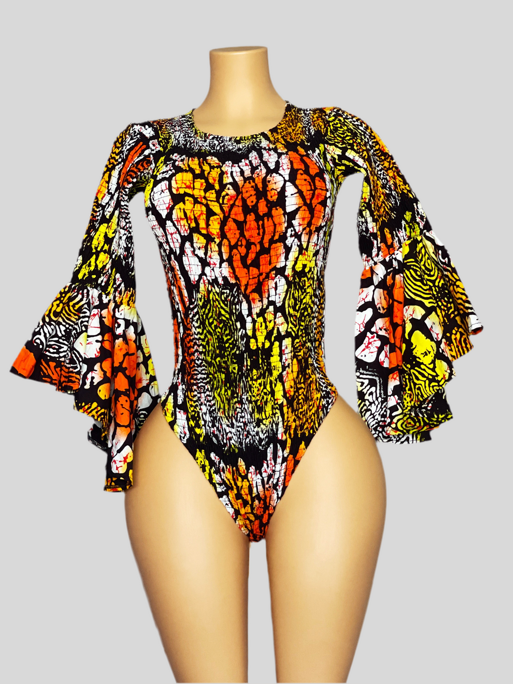 ELASTIC SMOCKED BODY SUIT