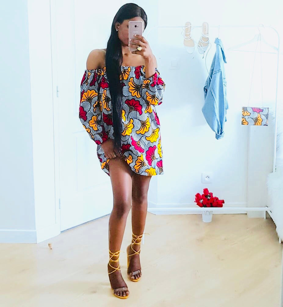 aseda-ben - AFRICAN PRINT OFF SHOULDER DRESS- ADAEZE