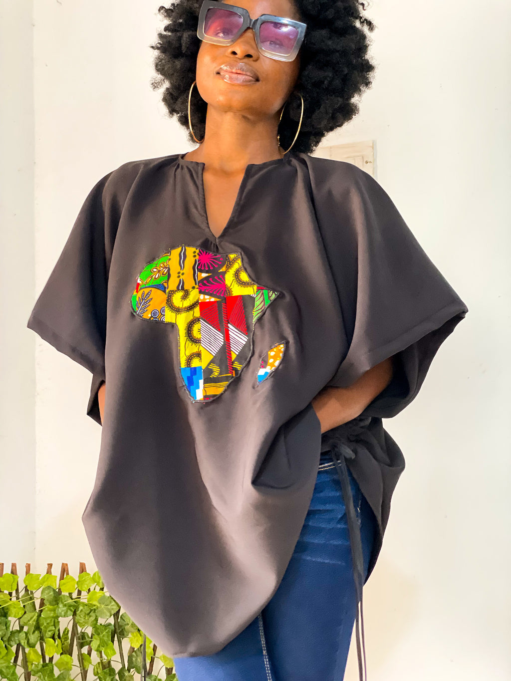 African Map kaftan top ( Unisex)